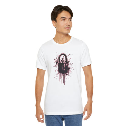Locked Up Graphic Tee — Dark Splatter Lock Design