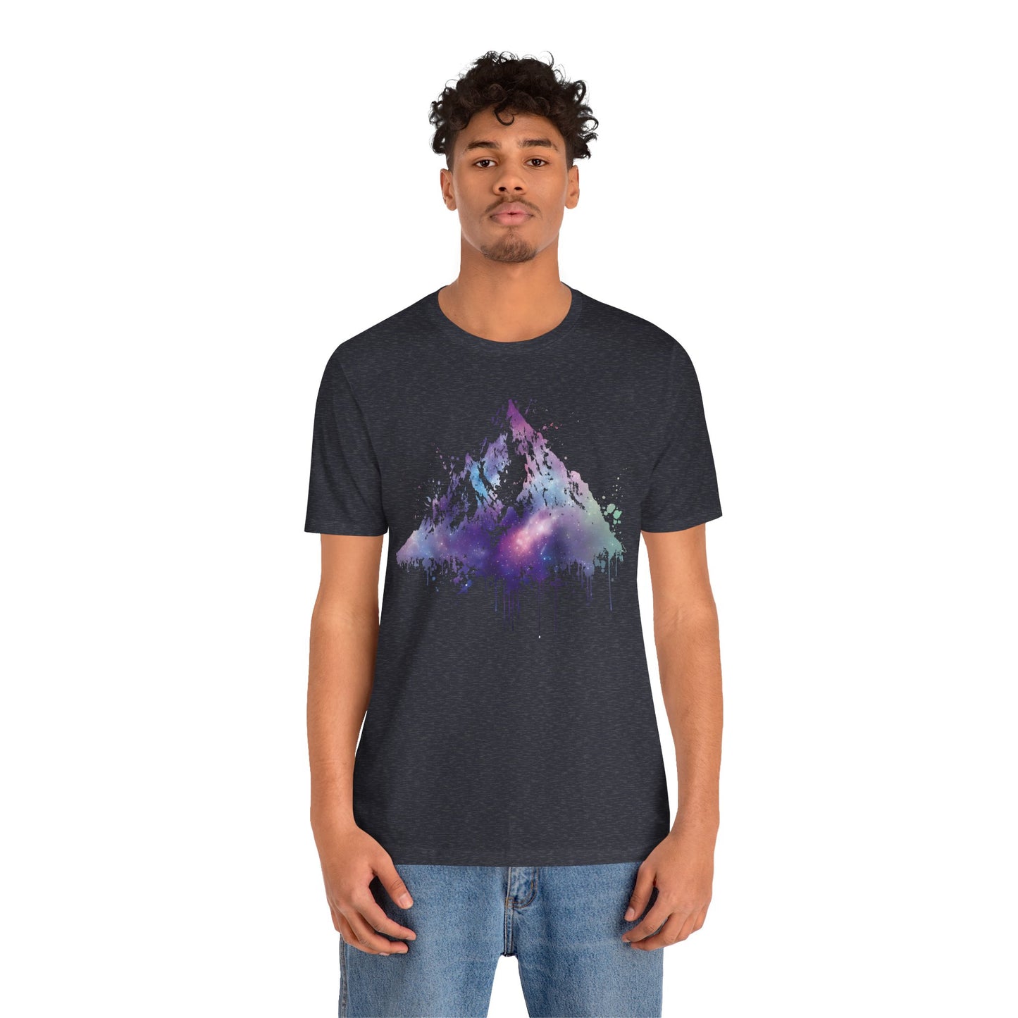 Space Mountain Watercolor Tee — Colorful Drip Peak Graphic T-Shirt