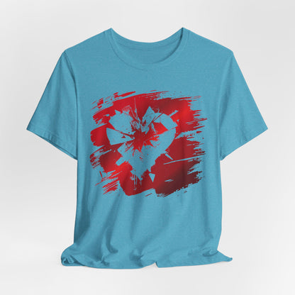Broken Heart Brushstroke Tee — Distressed Red Heart Graphic Shirt