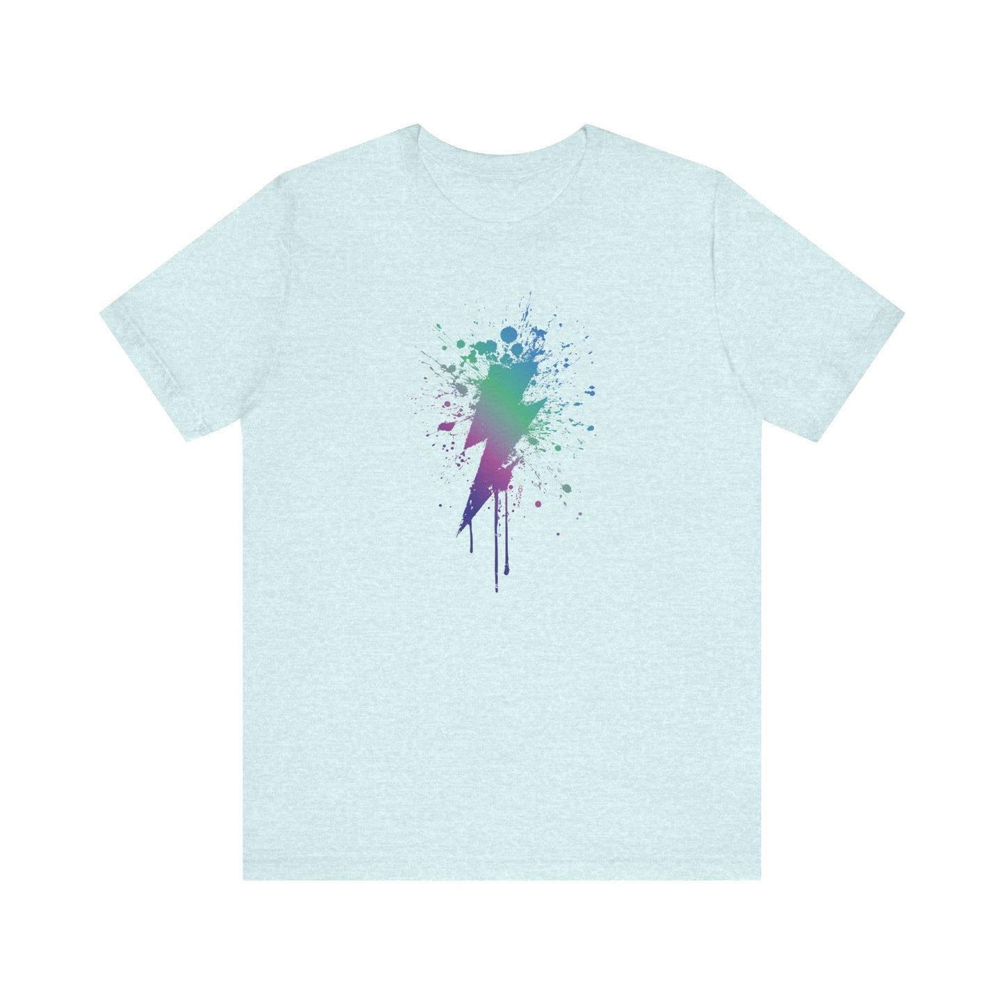 Lightning Bolt Paint-Splash T-Shirt — Colorful Graffiti Graphic Tee