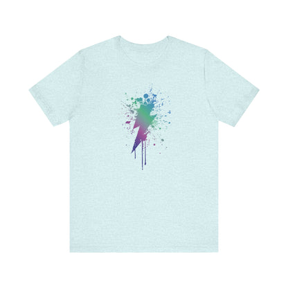 Lightning Bolt Paint-Splash T-Shirt — Colorful Graffiti Graphic Tee