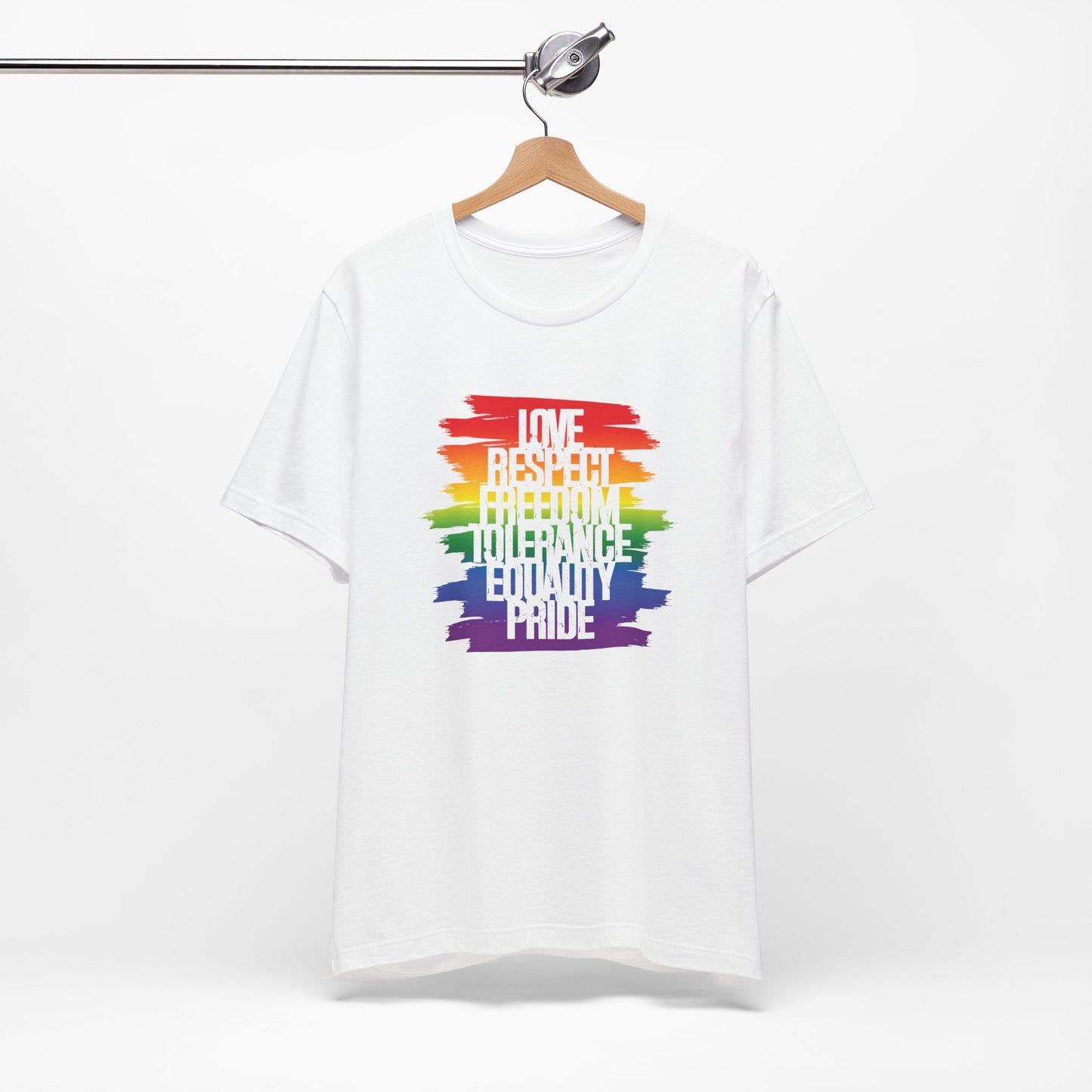 Pride Rainbow Values T‑Shirt — Love Respect Freedom Tolerance Equality Pride Tee