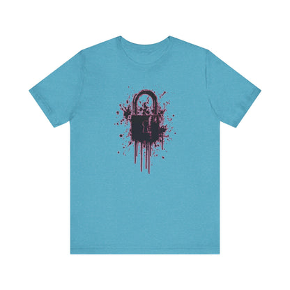Locked Up Graphic Tee — Dark Splatter Lock Design