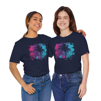 Retro Palm Sunset Tee — Vintage Beach Palm Tree T-Shirt