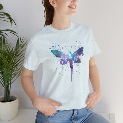 Galaxy Moth Graphic Tee - Watercolor Splatter Butterfly T-Shirt