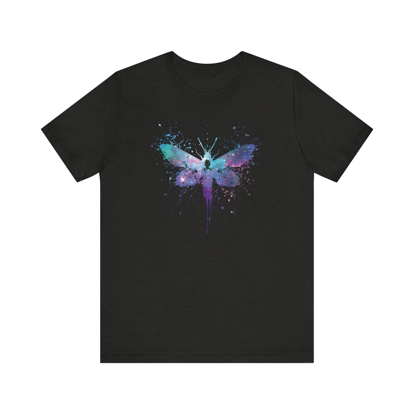 Galaxy Moth Graphic Tee - Watercolor Splatter Butterfly T-Shirt