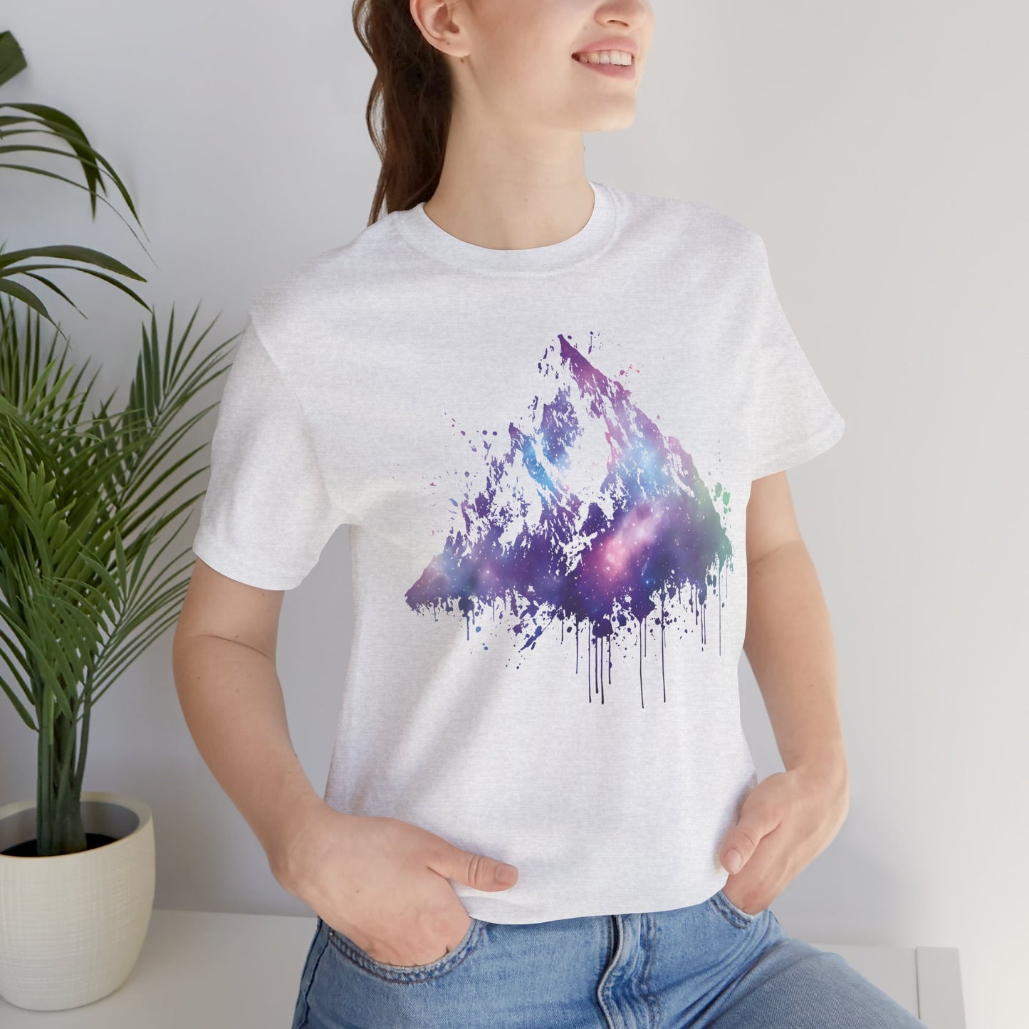 Space Mountain Watercolor Tee — Colorful Drip Peak Graphic T-Shirt