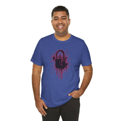 Locked Up Graphic Tee — Dark Splatter Lock Design
