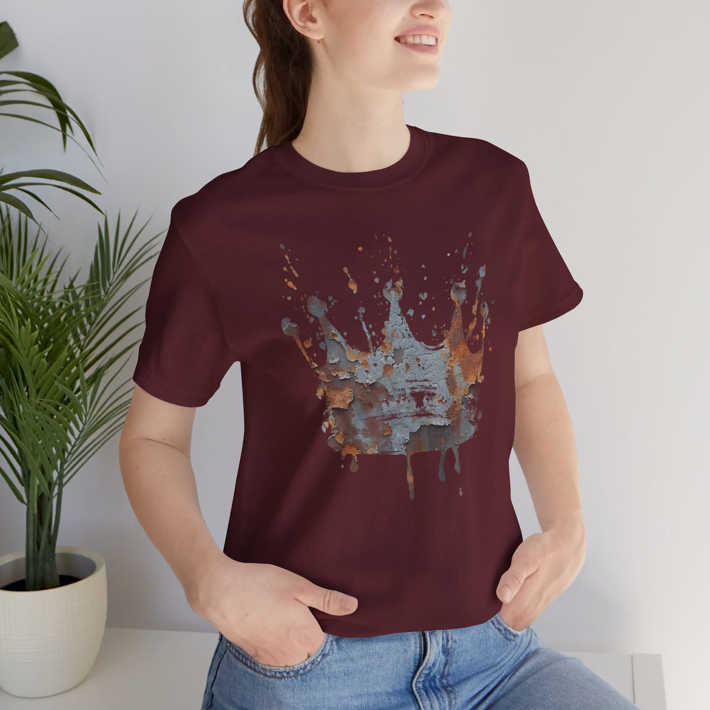 Weathered Kingdom T-Shirt — Watercolor Drip King Crown Graphic Tee