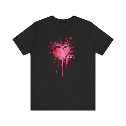 Heart Paint Splash T‑Shirt — Watercolor Pink Heart Graphic Tee