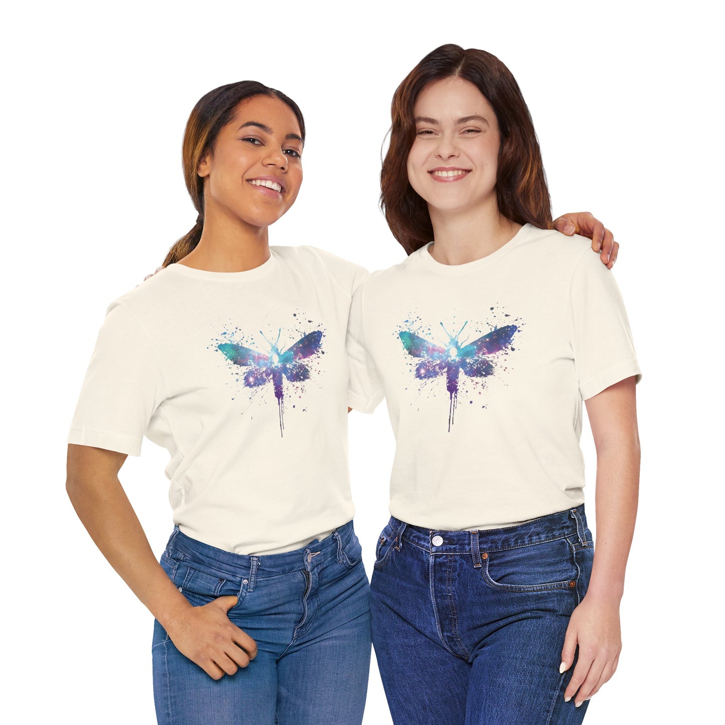 Galaxy Moth Graphic Tee - Watercolor Splatter Butterfly T-Shirt