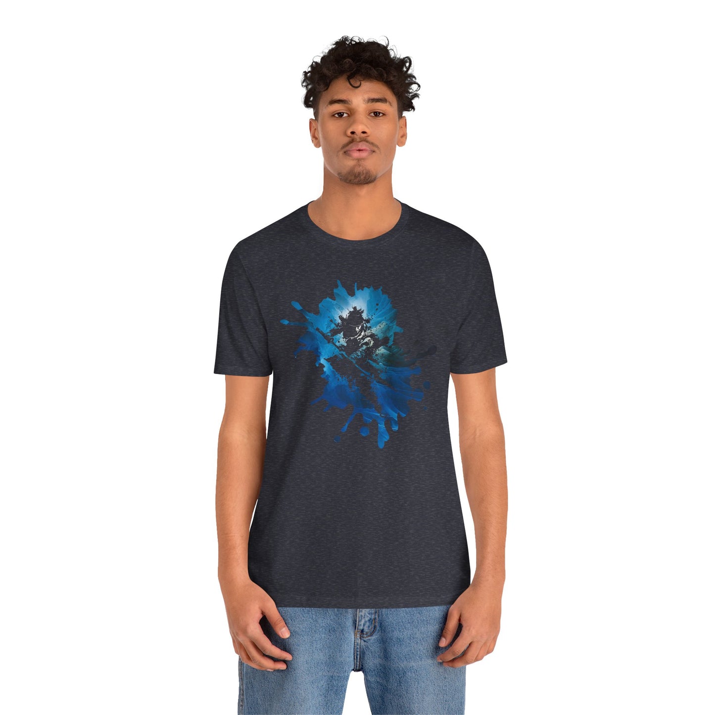 Watercolor Skateboarder T-Shirt — Blue Splash Graphic Tee