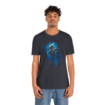 Watercolor Skateboarder T-Shirt — Blue Splash Graphic Tee