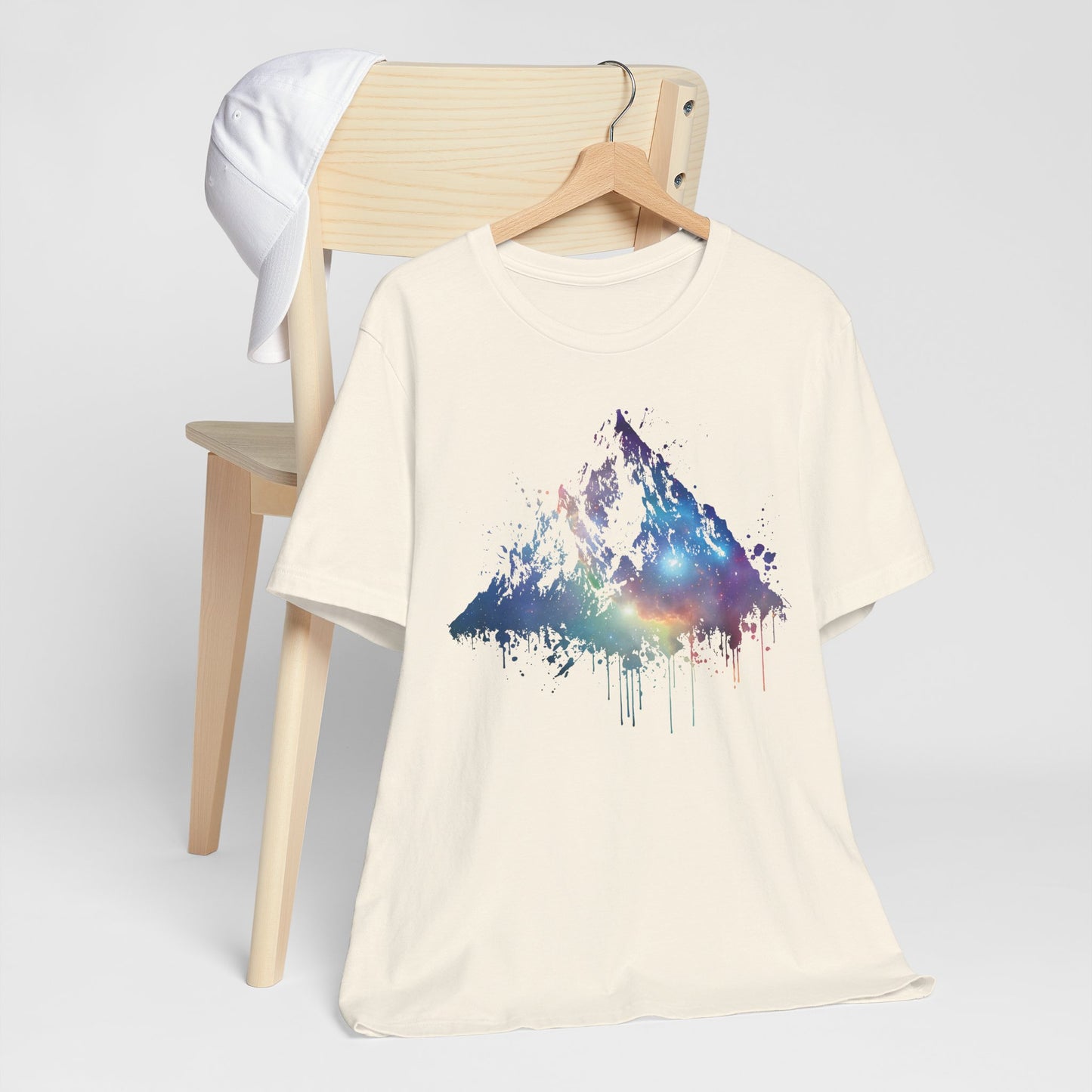 Space Mountain Watercolor Tee — Colorful Drip Peak Graphic T-Shirt
