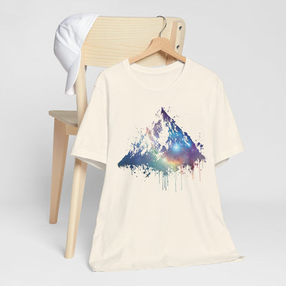 Space Mountain Watercolor Tee — Colorful Drip Peak Graphic T-Shirt
