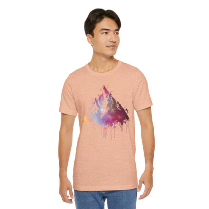 Space Mountain Watercolor Tee — Colorful Drip Peak Graphic T-Shirt