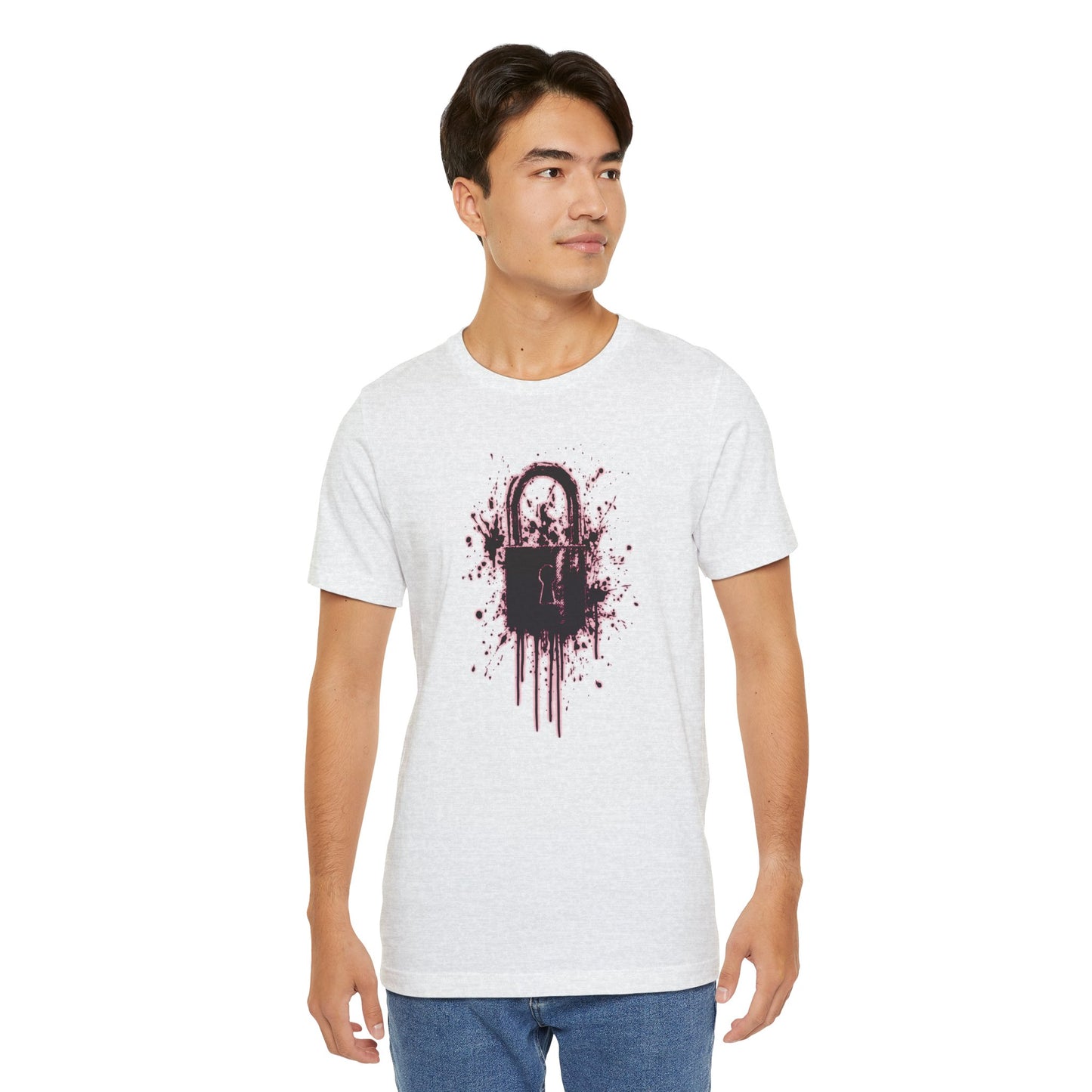 Locked Up Graphic Tee — Dark Splatter Lock Design