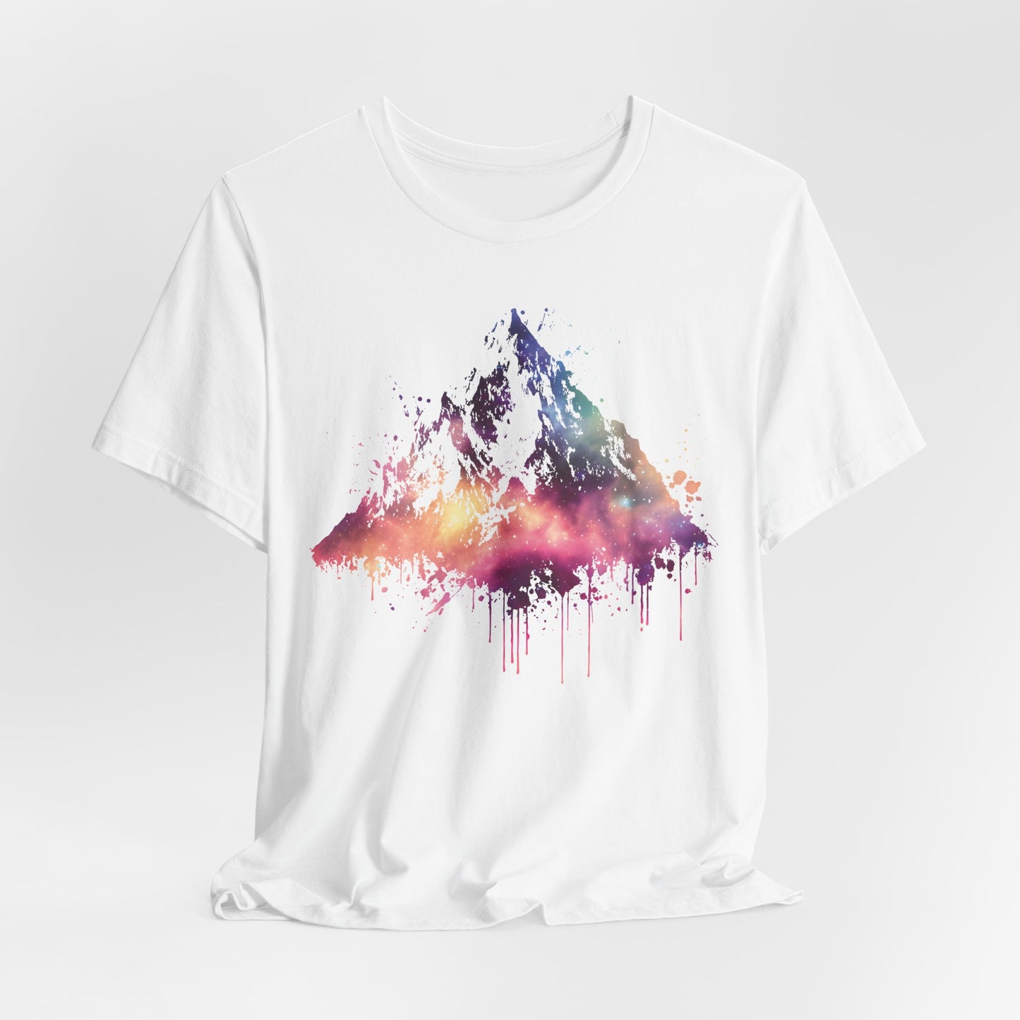 Space Mountain Watercolor Tee — Colorful Drip Peak Graphic T-Shirt