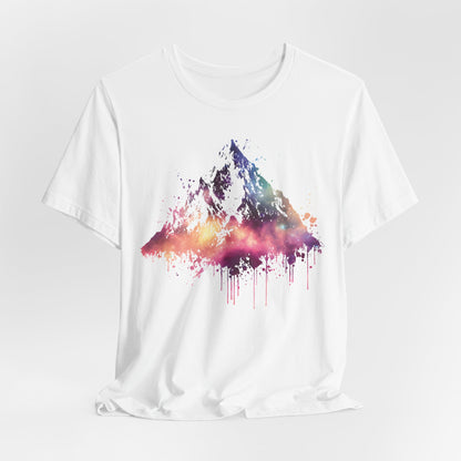 Space Mountain Watercolor Tee — Colorful Drip Peak Graphic T-Shirt