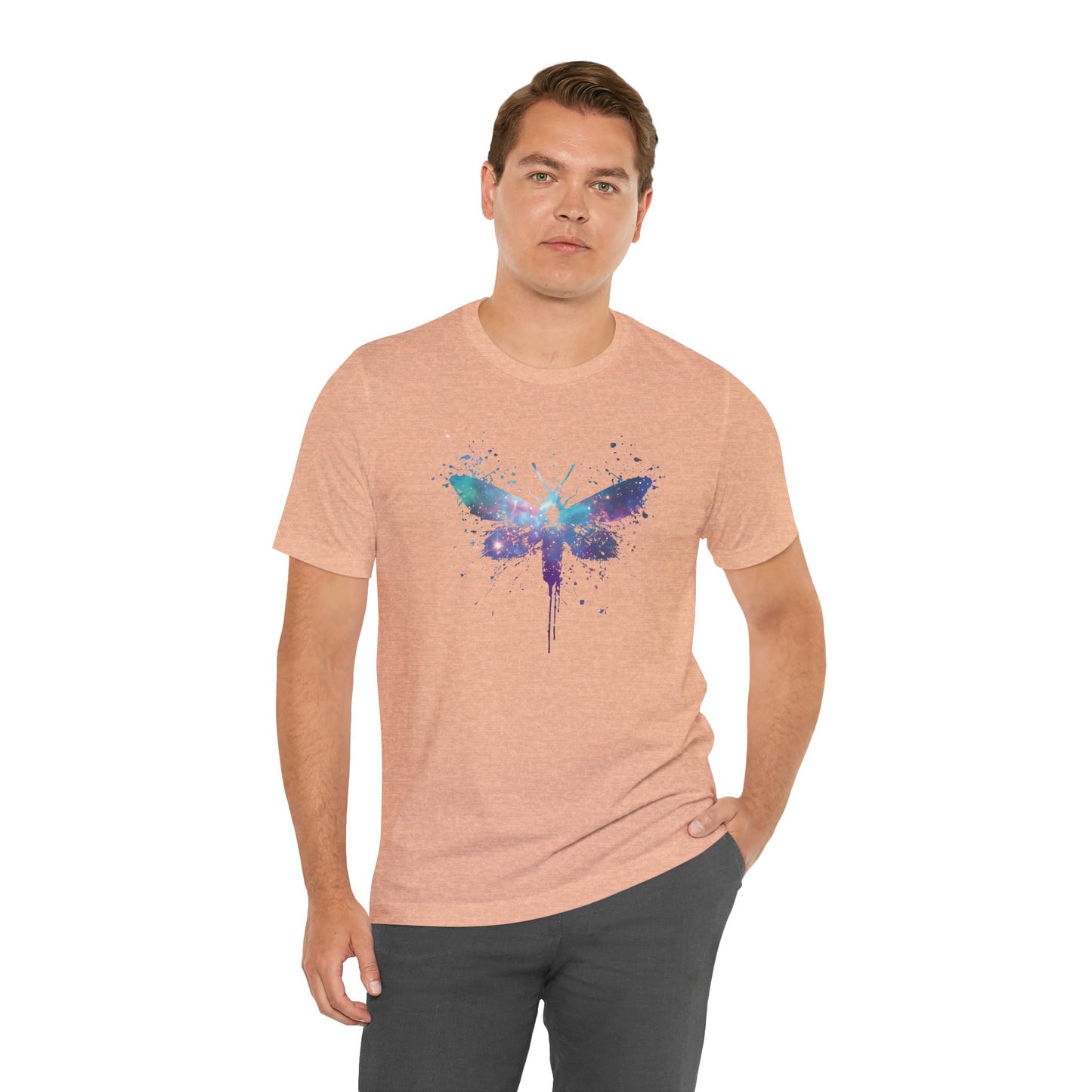 Galaxy Moth Graphic Tee - Watercolor Splatter Butterfly T-Shirt