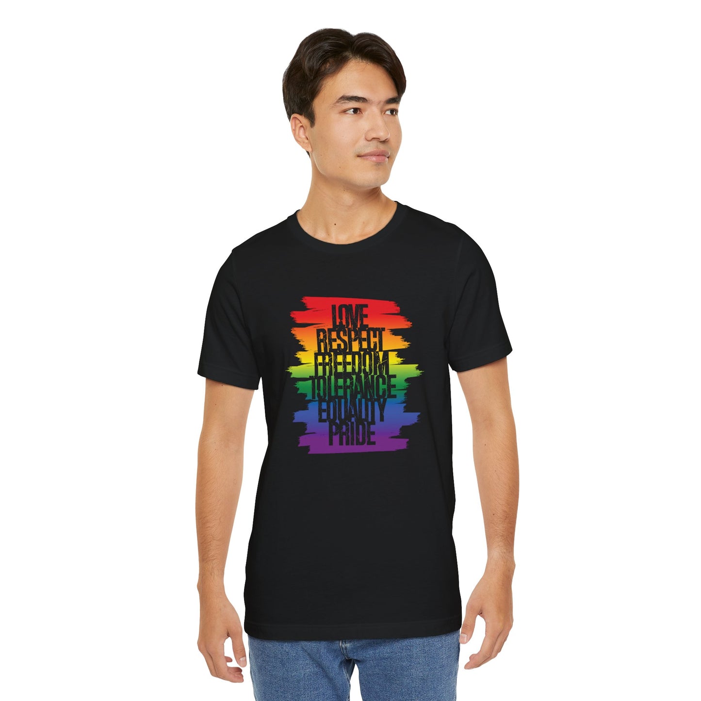 Pride Rainbow Values T‑Shirt — Love Respect Freedom Tolerance Equality Pride Tee