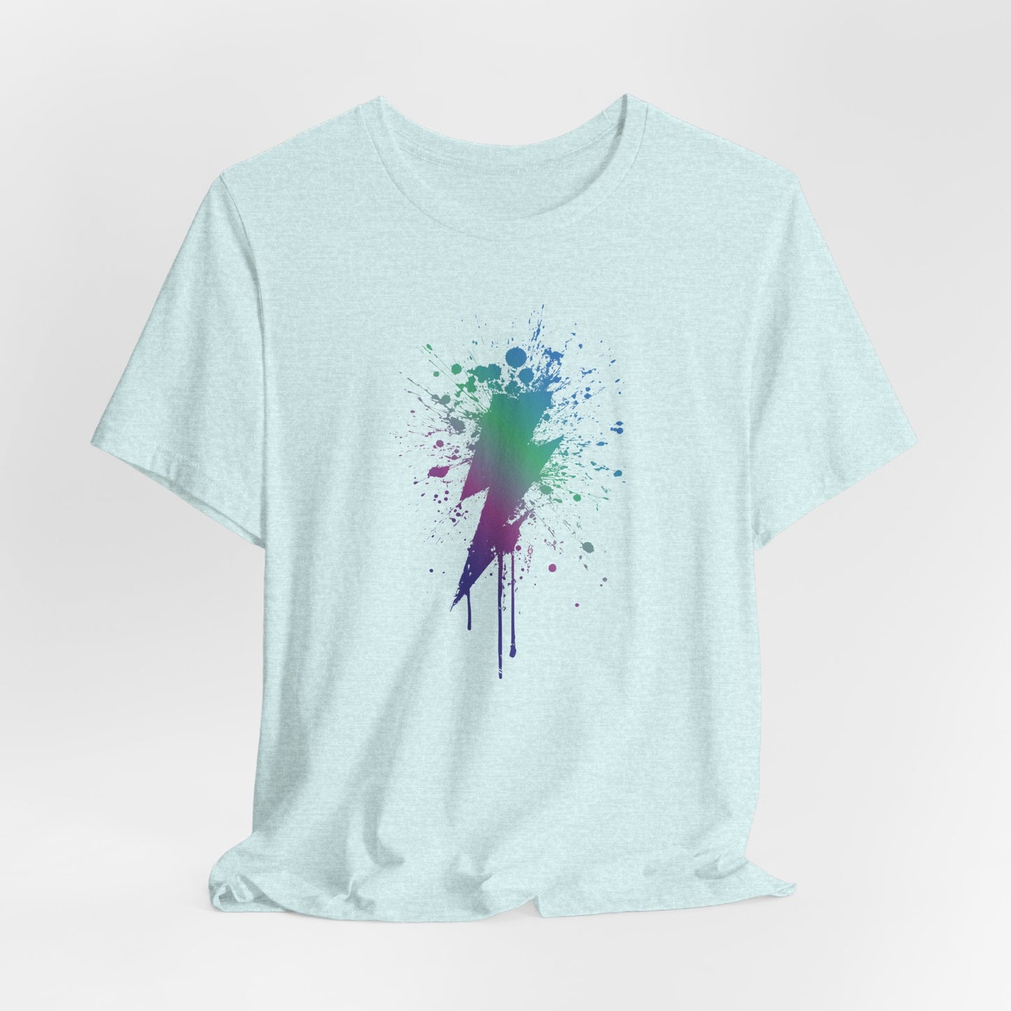 Lightning Bolt Paint-Splash T-Shirt — Colorful Graffiti Graphic Tee