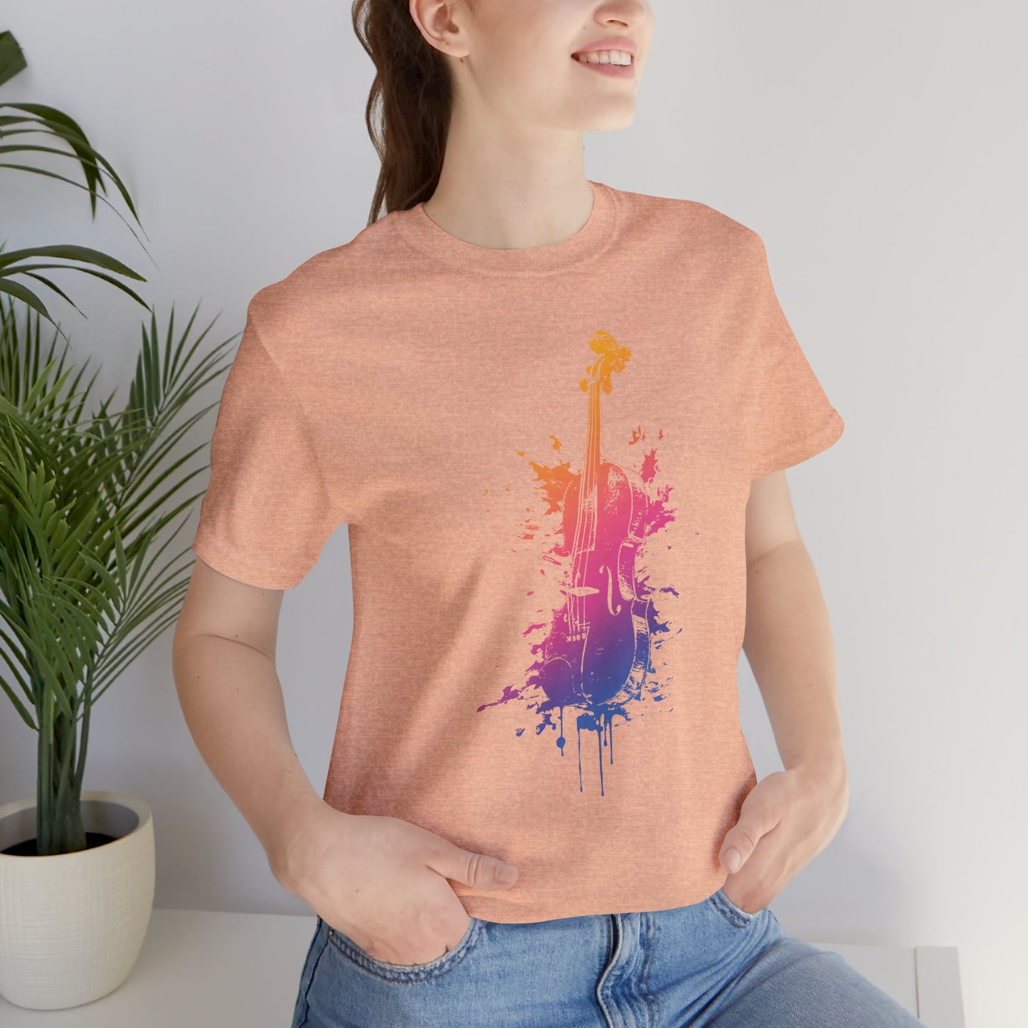 Colorful Violin Splash T-Shirt — Watercolor Musician Tee for Violinists & Music Lovers