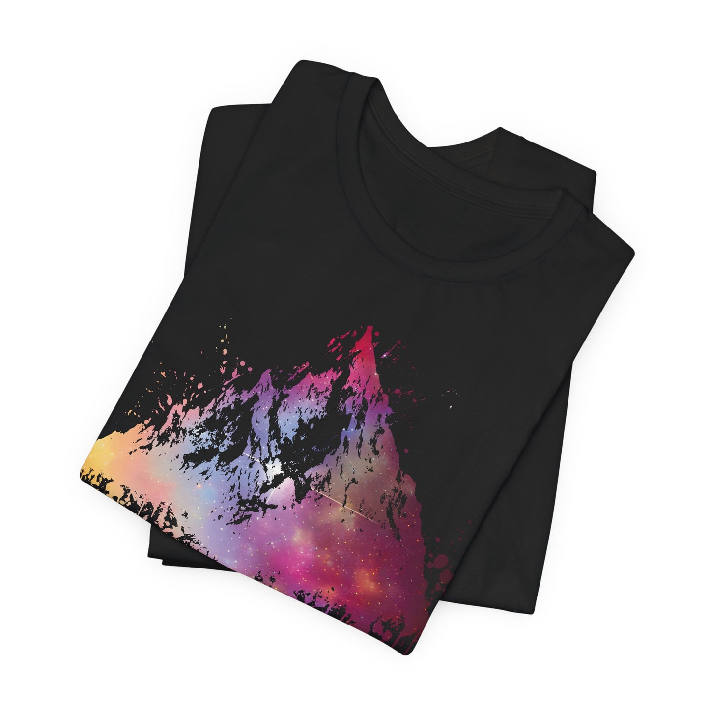 Space Mountain Watercolor Tee — Colorful Drip Peak Graphic T-Shirt