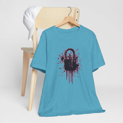 Locked Up Graphic Tee — Dark Splatter Lock Design