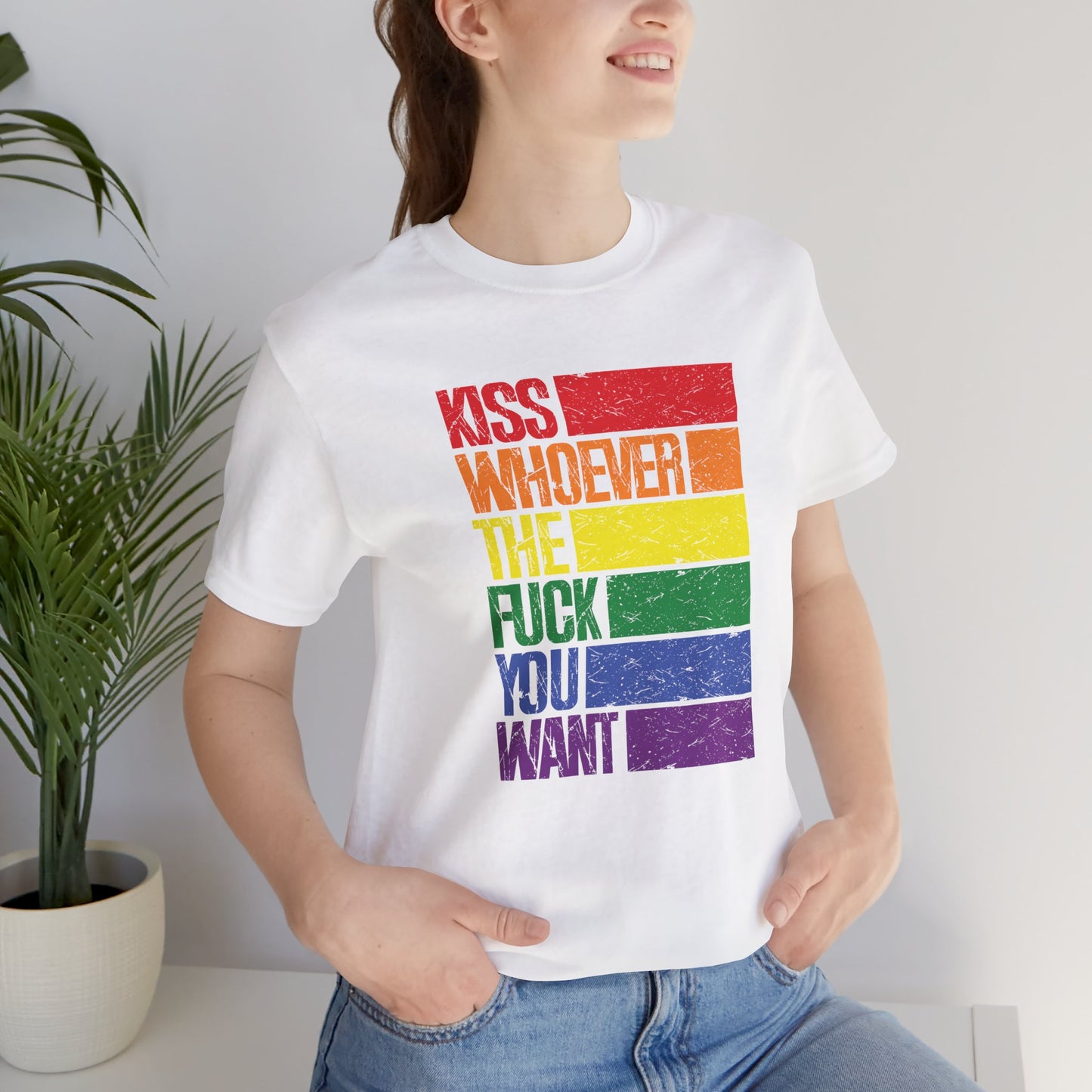 T-Shirt — "Kiss Whoever the F**k You Want" Rainbow Pride Tee