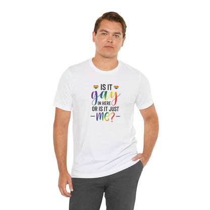 Gay Pride T-Shirt - "Is It Gay In Here Or Is It Just Me?" Rainbow Tee