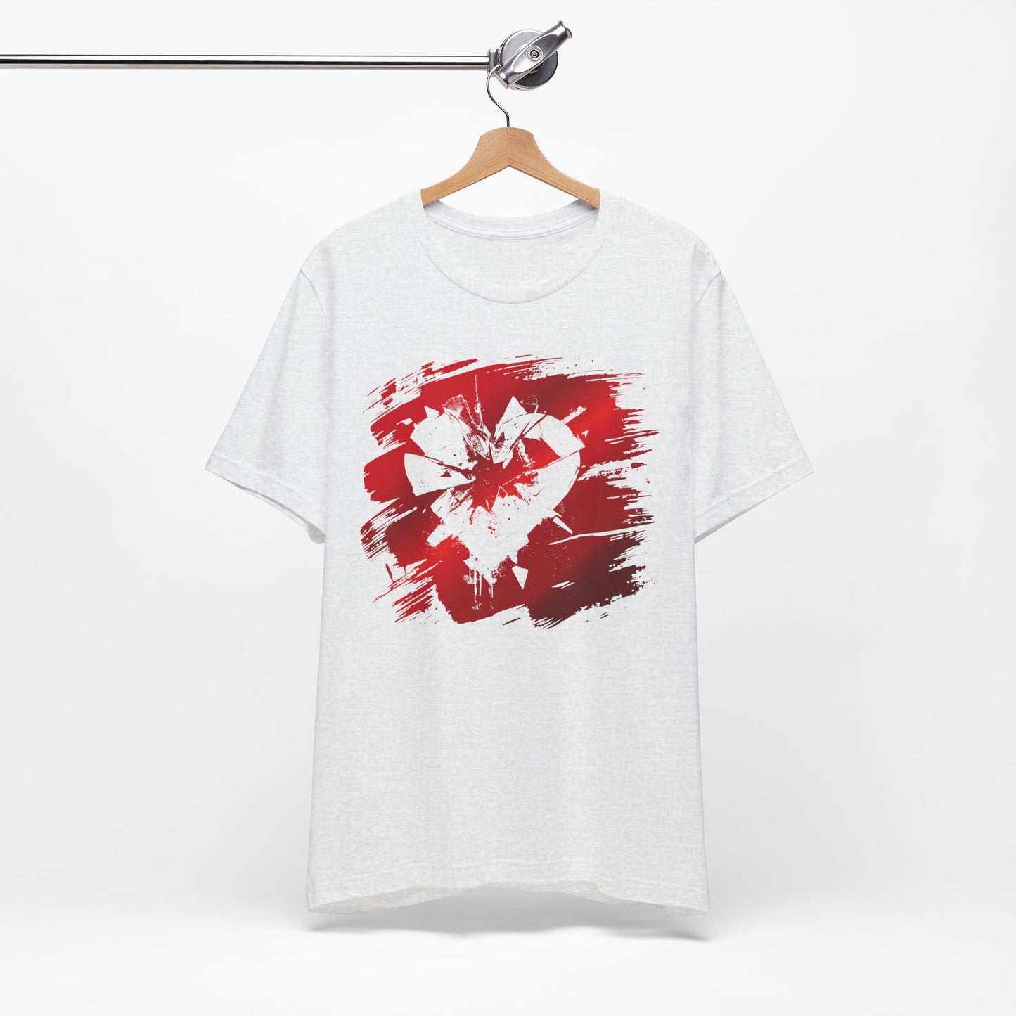 Broken Heart Brushstroke Tee — Distressed Red Heart Graphic Shirt