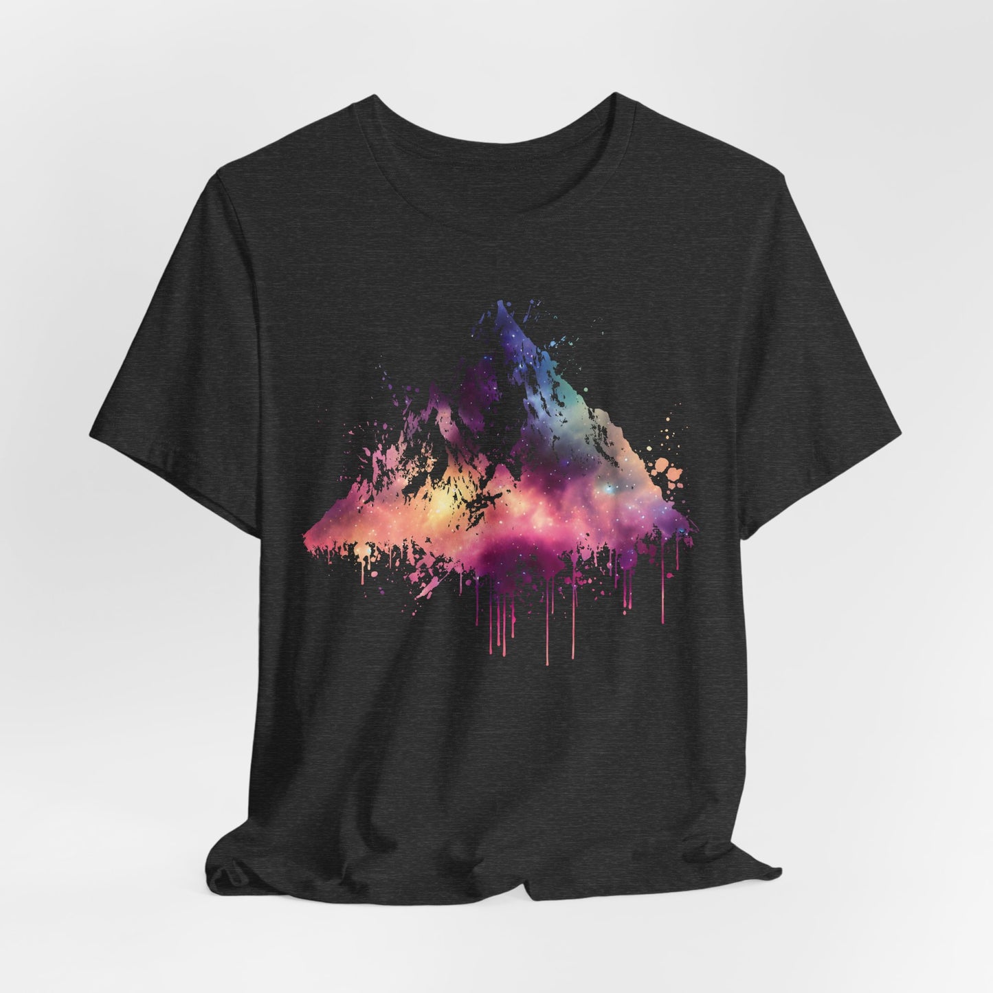 Space Mountain Watercolor Tee — Colorful Drip Peak Graphic T-Shirt