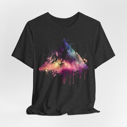 Space Mountain Watercolor Tee — Colorful Drip Peak Graphic T-Shirt