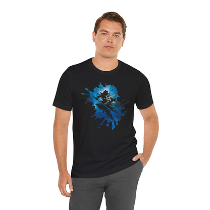 Watercolor Skateboarder T-Shirt — Blue Splash Graphic Tee