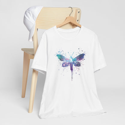 Galaxy Moth Graphic Tee - Watercolor Splatter Butterfly T-Shirt