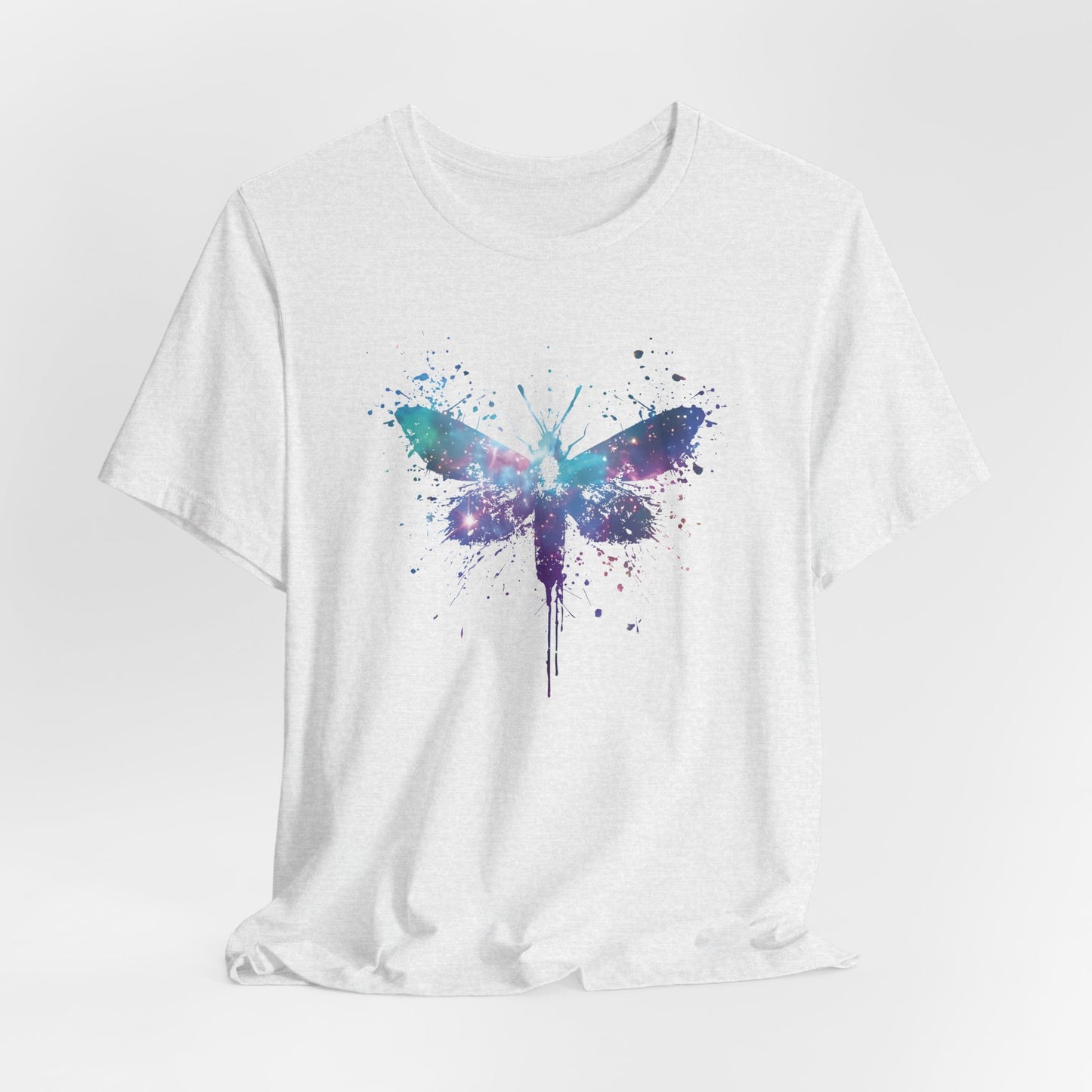 Galaxy Moth Graphic Tee - Watercolor Splatter Butterfly T-Shirt