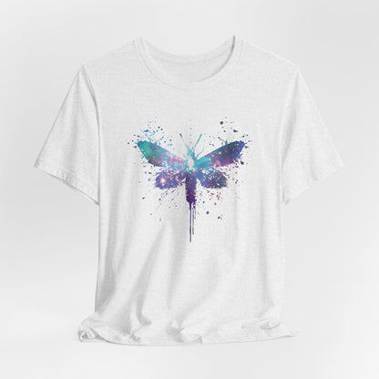 Galaxy Moth Graphic Tee - Watercolor Splatter Butterfly T-Shirt