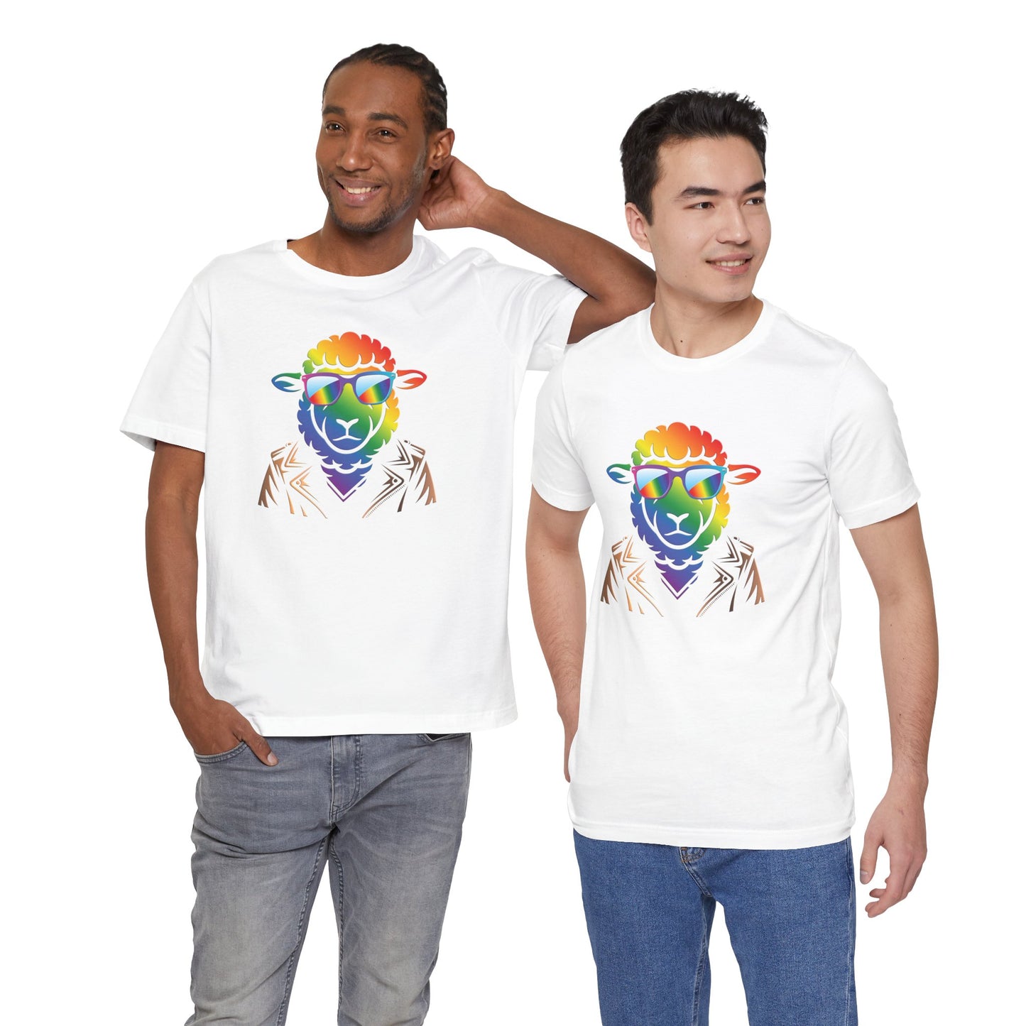 Cool Rainbow Sheep T-Shirt — Retro Sunglasses Lamb Graphic Tee