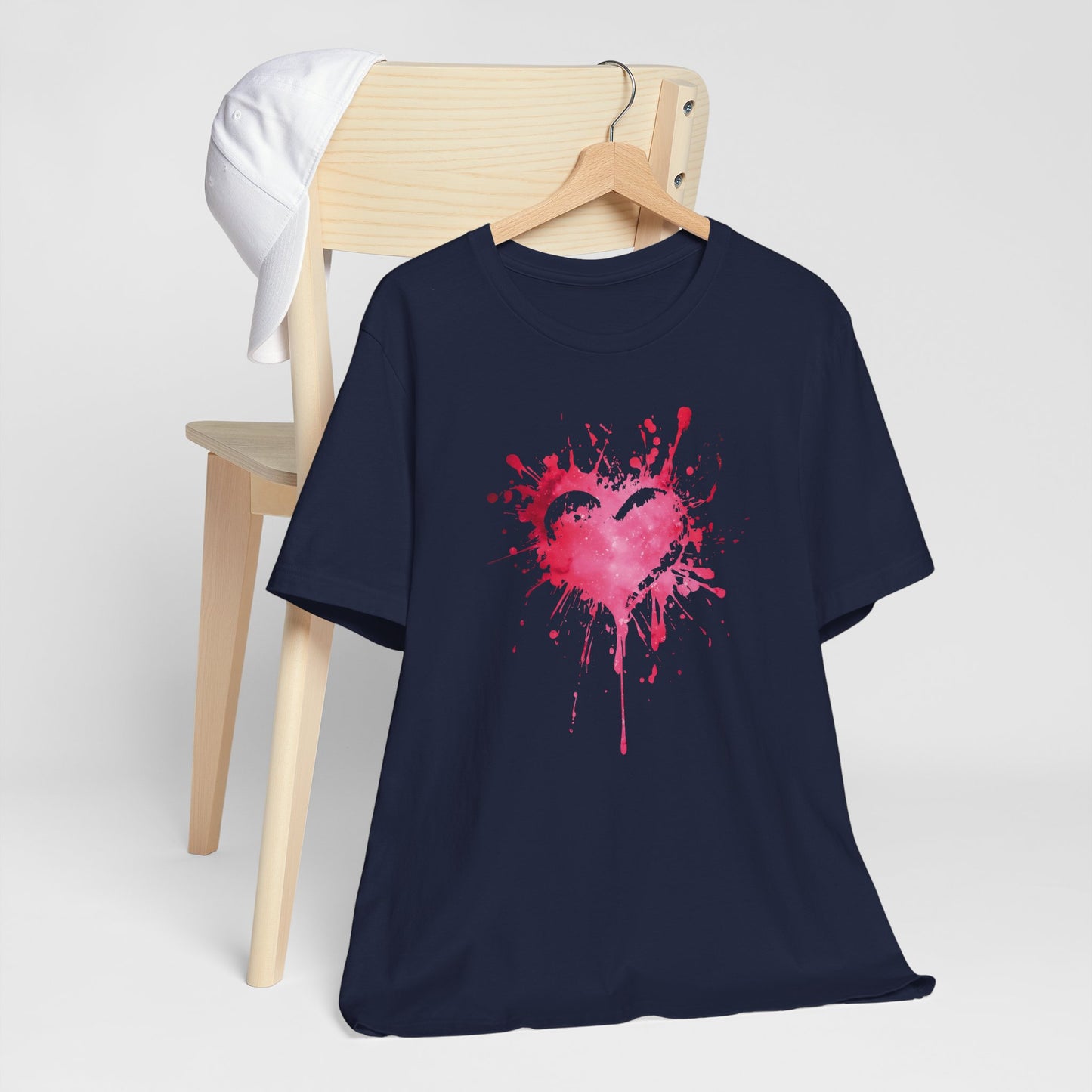 Heart Paint Splash T‑Shirt — Watercolor Pink Heart Graphic Tee