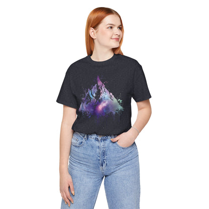 Space Mountain Watercolor Tee — Colorful Drip Peak Graphic T-Shirt