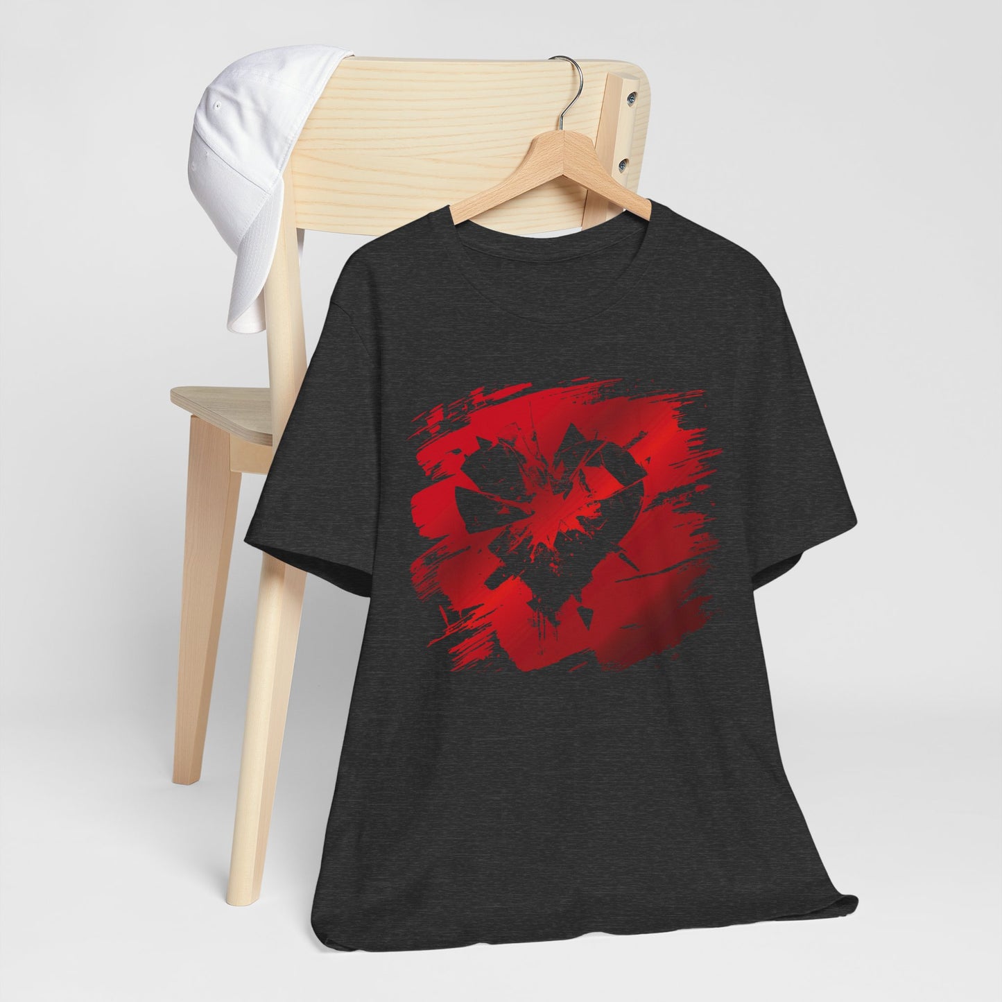 Broken Heart Brushstroke Tee — Distressed Red Heart Graphic Shirt