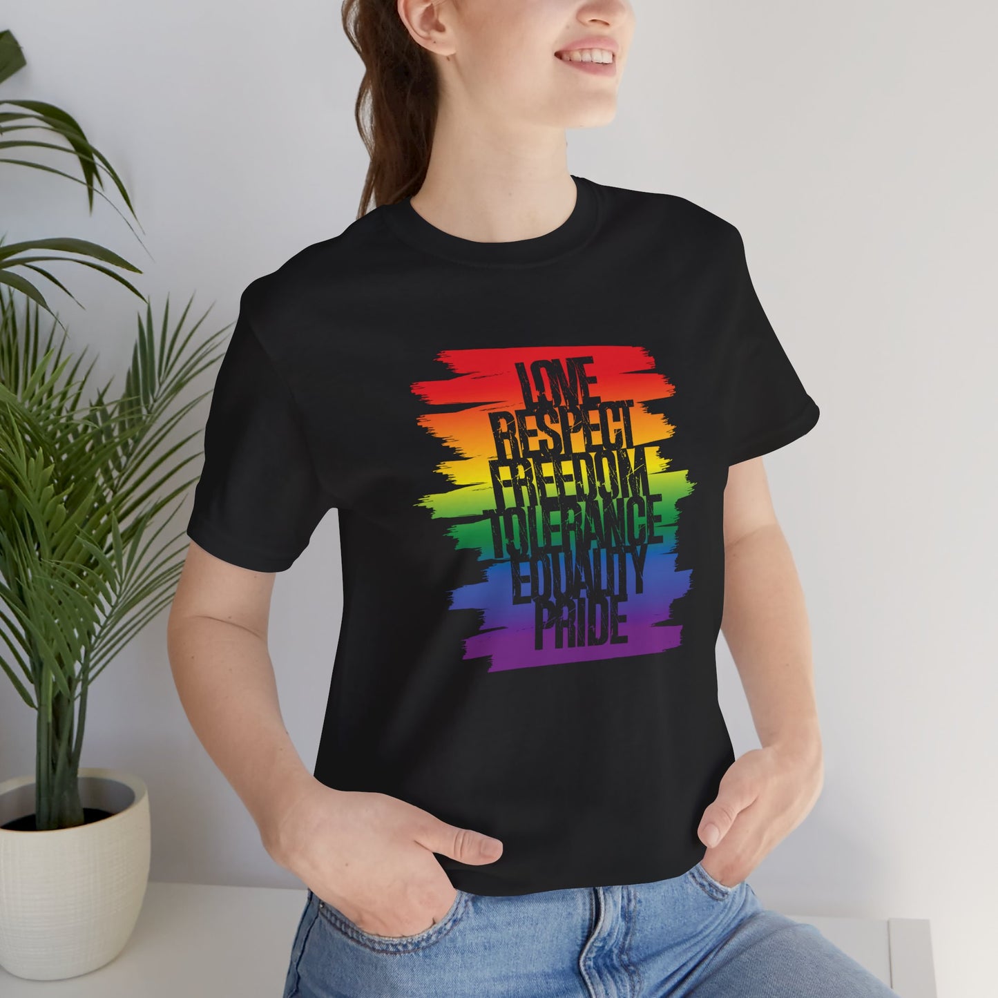 Pride Rainbow Values T‑Shirt — Love Respect Freedom Tolerance Equality Pride Tee