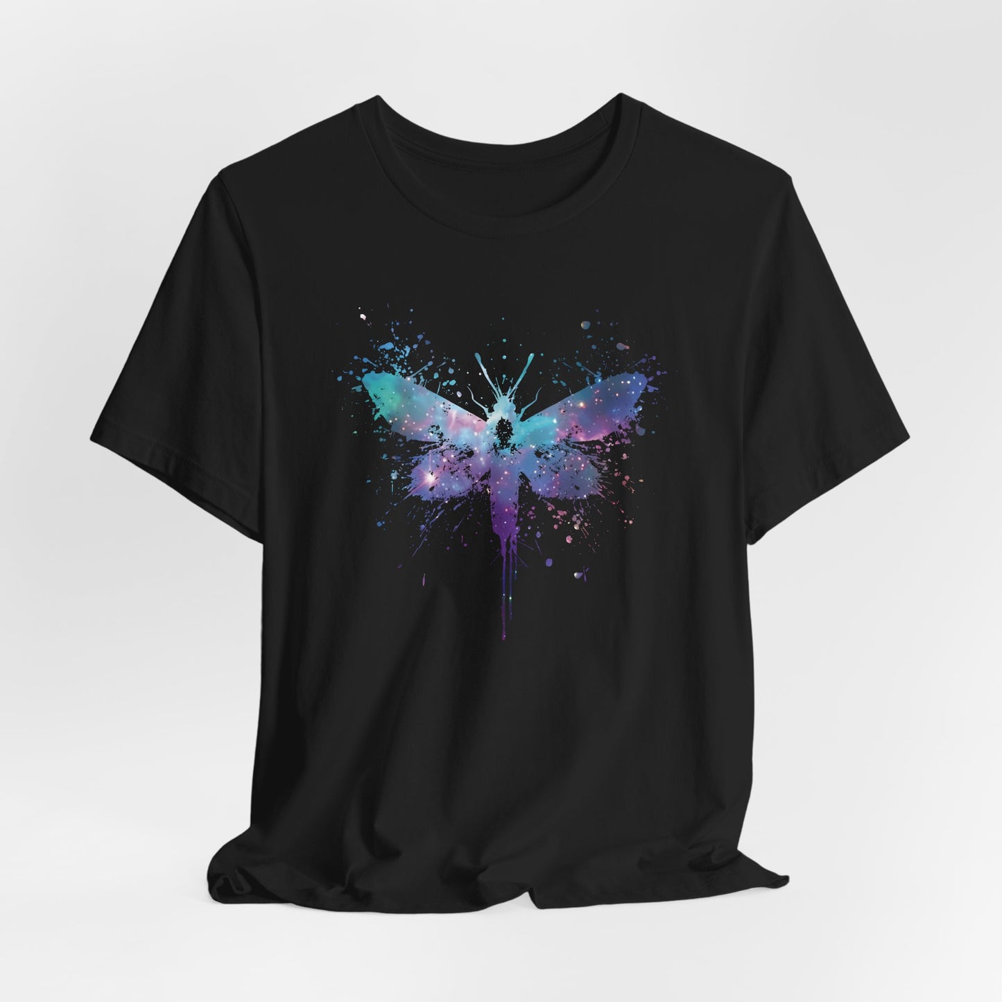 Galaxy Moth Graphic Tee - Watercolor Splatter Butterfly T-Shirt