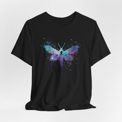 Galaxy Moth Graphic Tee - Watercolor Splatter Butterfly T-Shirt