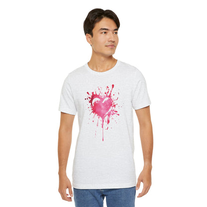 Heart Paint Splash T‑Shirt — Watercolor Pink Heart Graphic Tee