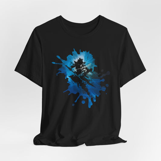 Watercolor Skateboarder T-Shirt — Blue Splash Graphic Tee