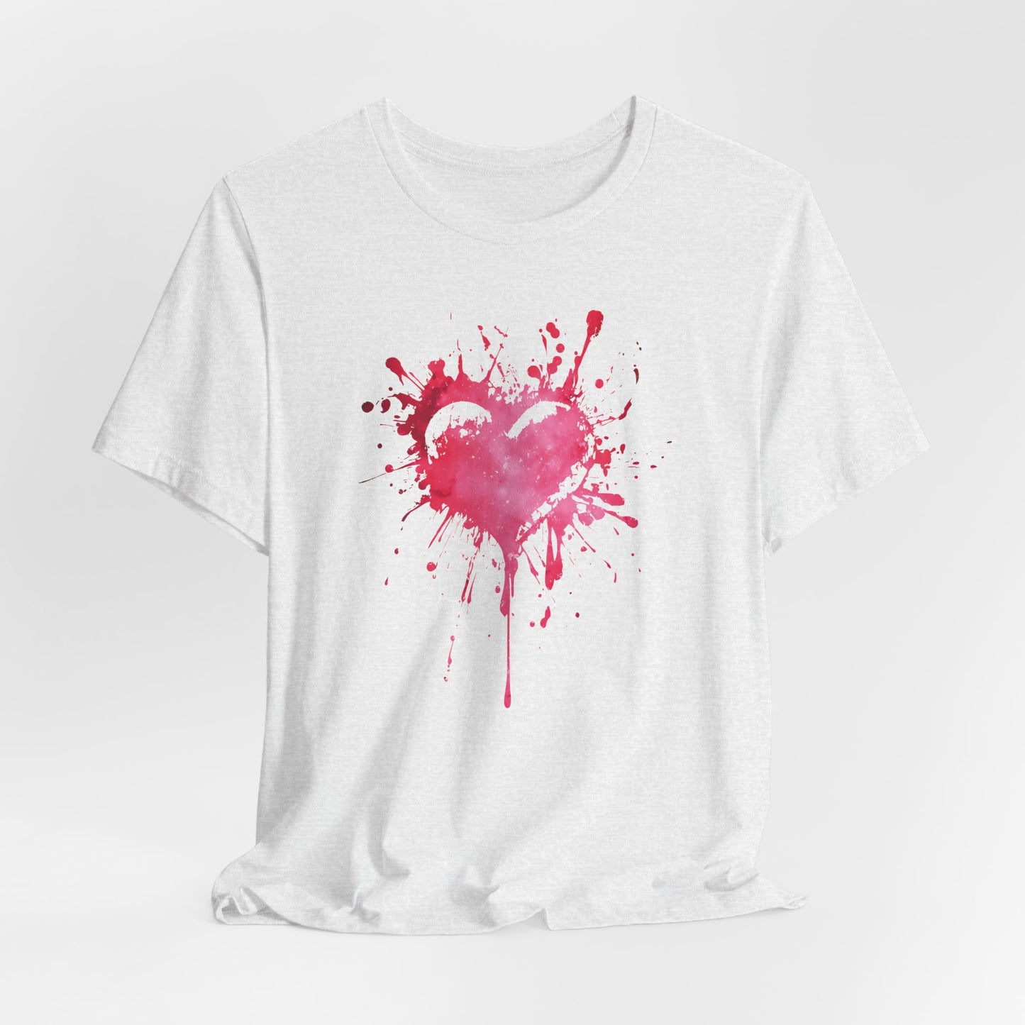 Heart Paint Splash T‑Shirt — Watercolor Pink Heart Graphic Tee