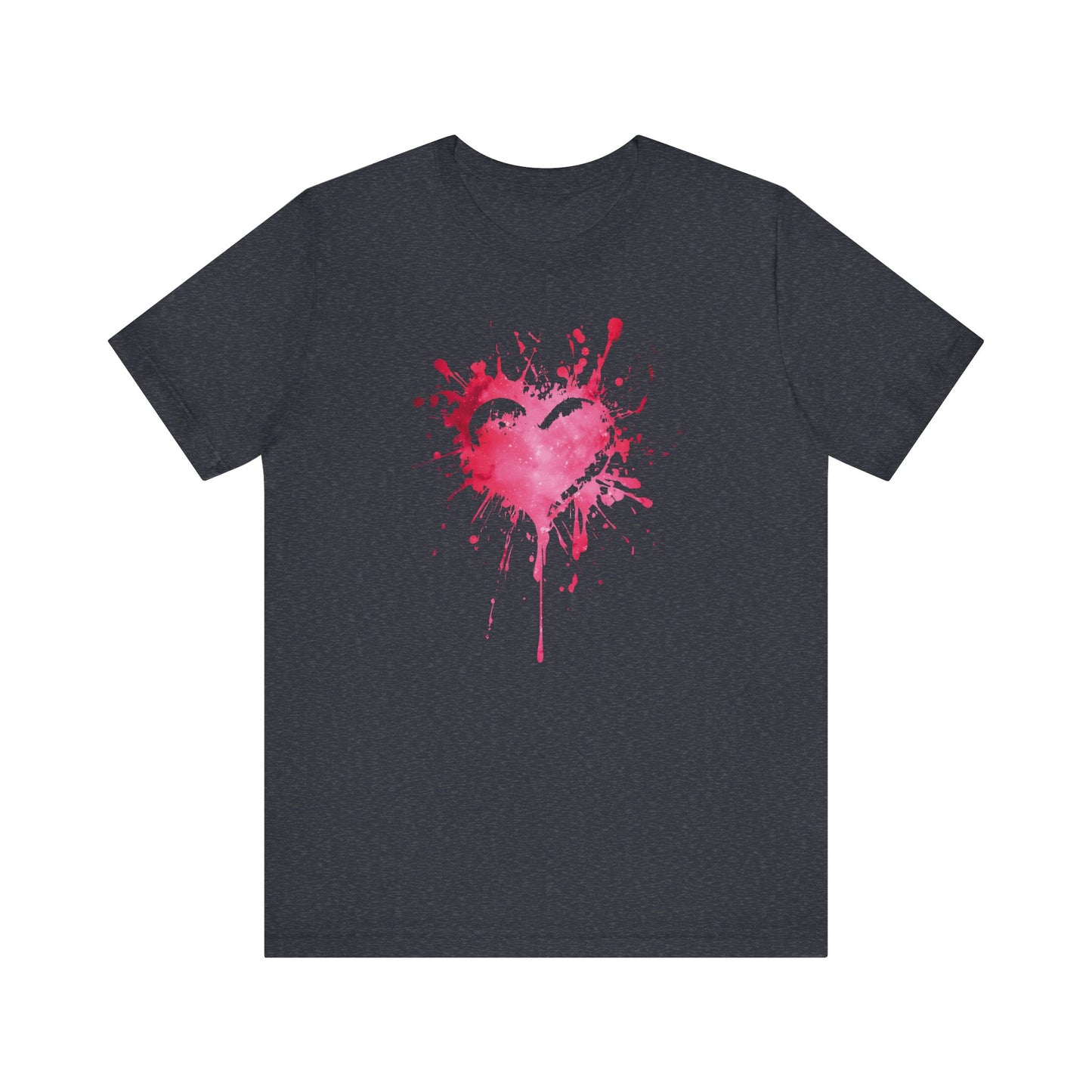 Heart Paint Splash T‑Shirt — Watercolor Pink Heart Graphic Tee