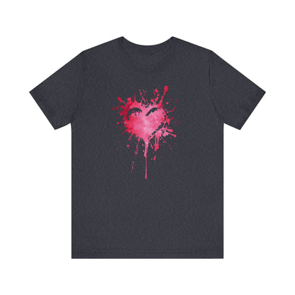 Heart Paint Splash T‑Shirt — Watercolor Pink Heart Graphic Tee